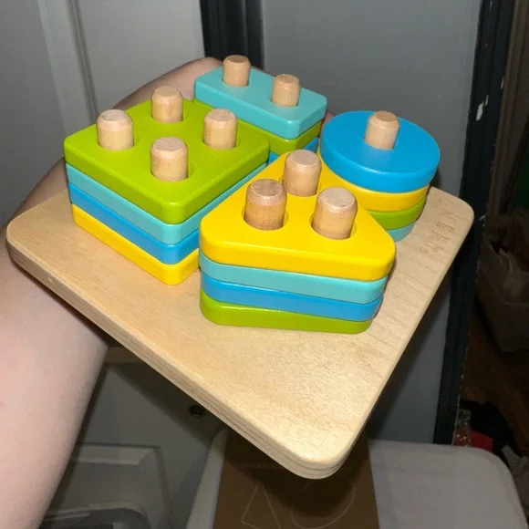 Lovevery Wooden Shape Sorter Toy - Yellow, Green, Blue - Picture 3 of 5